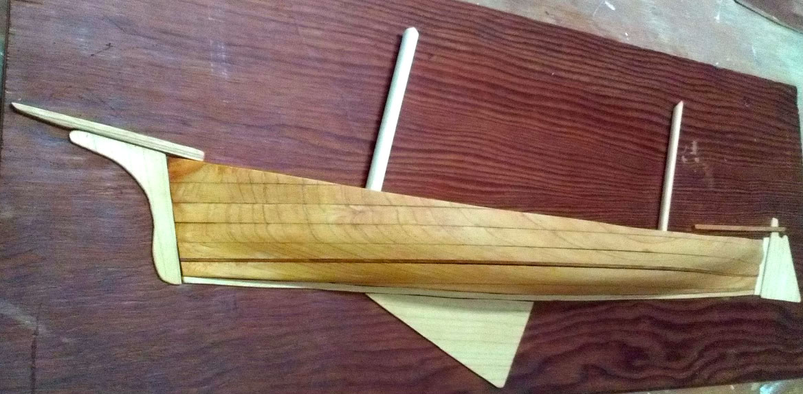 half-hull model of Volunteer canoe